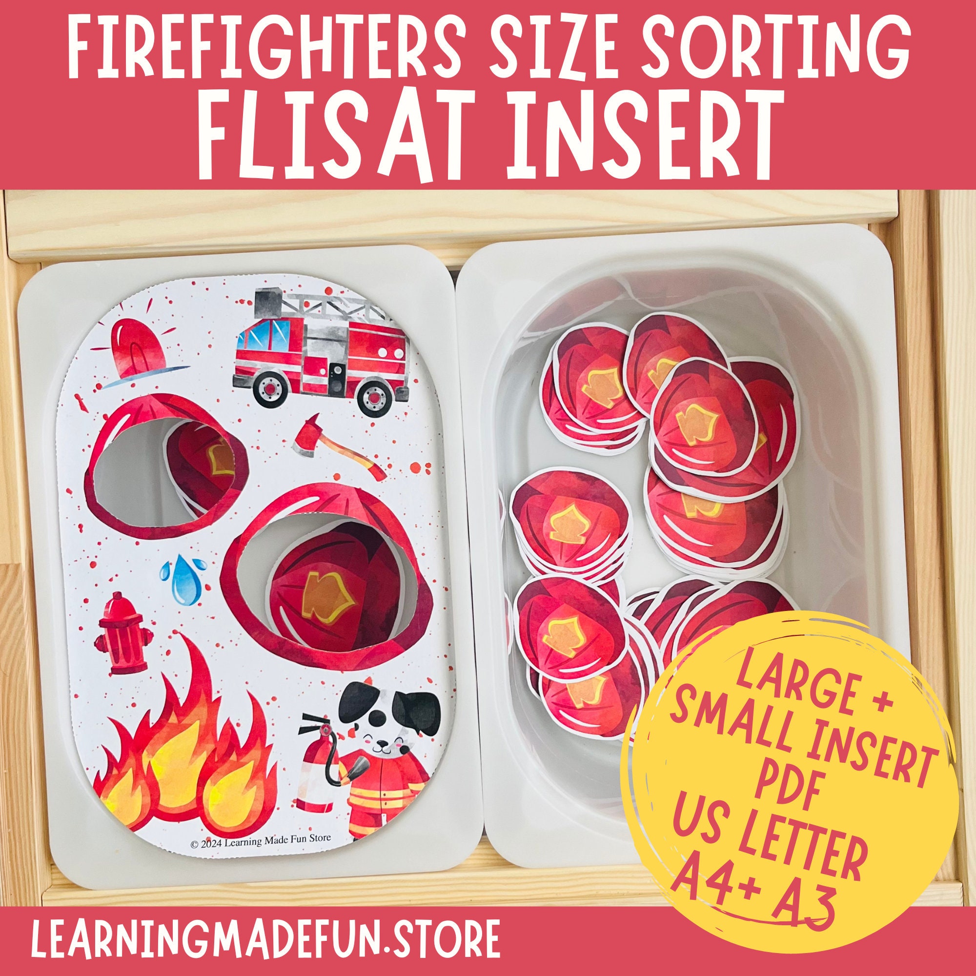 ⭐︎ Firefighters Size Sort, Printable Flisat Insert, Trofast