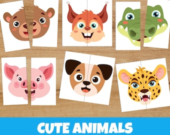 Dieren Matching Game: boerderij- en safariactiviteit, leren voor peuters (pdf-download)