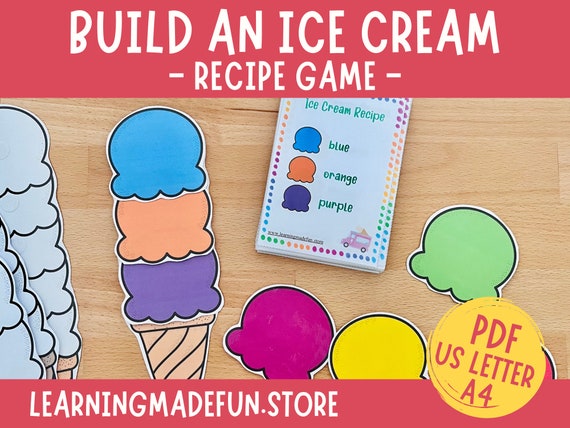 Build an Ice Cream Recipe Game Pretend Play Dramatic Play 