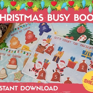 Christmas Busy Book, Busy Book Printable, Learning Binder, Preschool Busy Book, Busy Binder for Toddler,  Christmas Activity, Busy Book