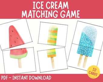 Ice Cream Matching-Spiel für Kinder, Ice Cream Matching-Aktivität, Sommerspiele, Kleinkind-Matching-Aktivität, Muster-Matching, beschäftigtes Buch-Kleinkind