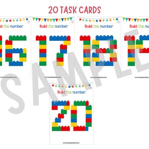 Numbers 0-20 Brick Task Cards, Number Building Card, Fine Motor Activities for Toddlers, Math Centers, Number Learning, Preschool Curriculum image 4