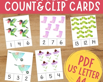 Spring Count Clip Cards: Numbers 1-20 Montessori Math (PDF)