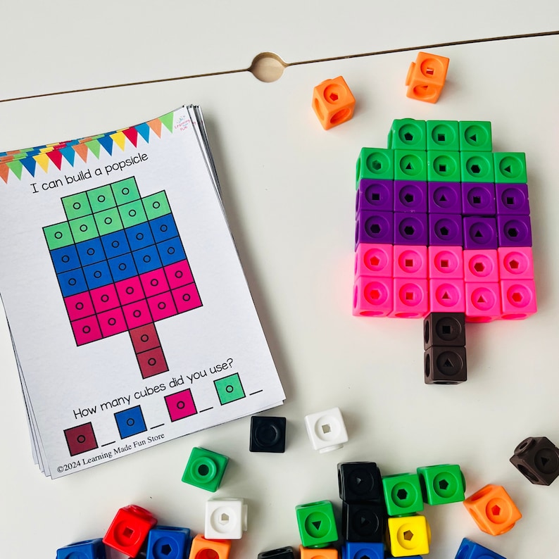Summer Snap Cubes Mats: Preschool Math Game (PDF Download) - Etsy