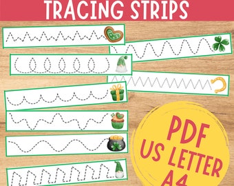 Saint Patrick Tracing Strips: Fine Motor Skills Practice (PDF)
