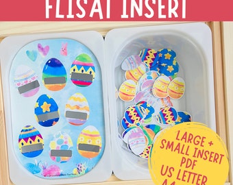 Easter Eggs Pattern Sorting, Printable Flisat Insert, Trofast Insert, Preschool Pretend Play, Toddler Dramatic Play, Sensory Table Ikea