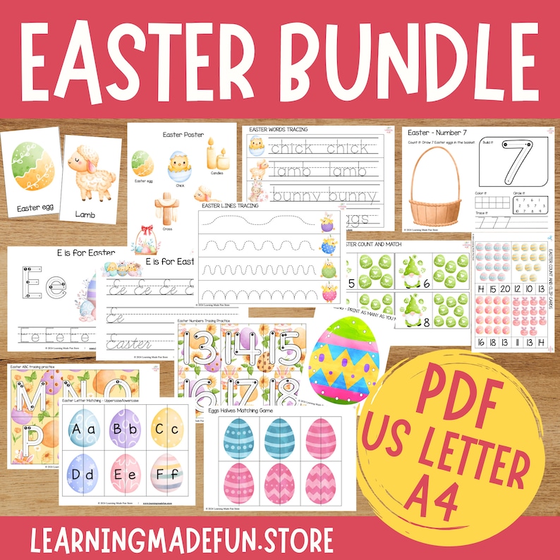 Easter Learning Activities Bundle: Math, Literacy, Fine Motor (PDF) - Etsy
