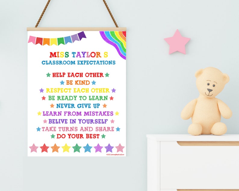 Classroom Rules Poster Class Expectations Bulletin Board Etsy