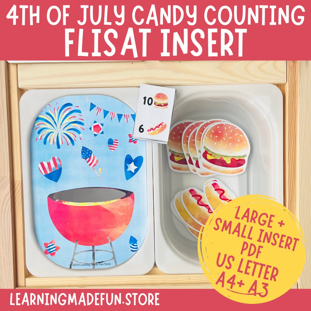 4th of July Grill Counting, Printable Flisat Insert, Trofast Insert