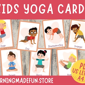 Schede di posizioni yoga per bambini: attività di fitness Montessori (PDF)