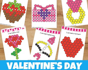 Valentine's Day Pom Pom Mats | Math Activity Printable (PDF)