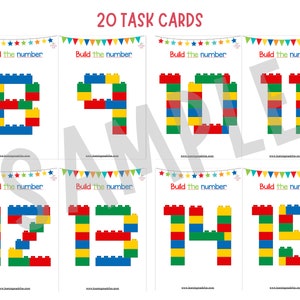 Numbers 0-20 Brick Task Cards, Number Building Card, Fine Motor Activities for Toddlers, Math Centers, Number Learning, Preschool Curriculum image 3