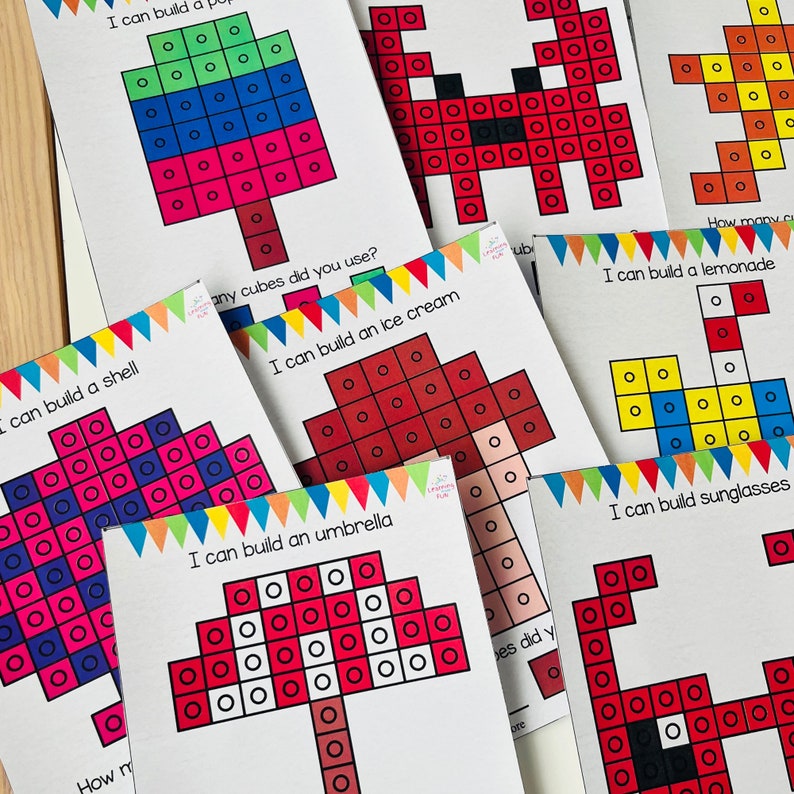 Summer Snap Cubes Mats: Preschool Math Game (PDF Download) - Etsy