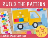 Construction Truck Pattern Matching Game: Toddler Learning Activity (Digital Download)