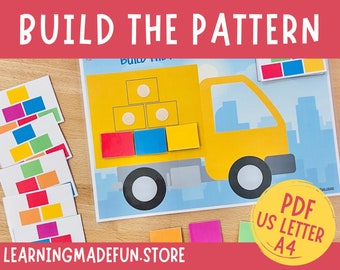 Construction Truck Pattern Matching Game: Toddler Learning Activity (Digital Download)