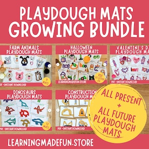 Play Dough Mats Growing Bundle, Play Doh Mats Visual Cards, Printable Toddler Activities, Homeschool Materials Pre-K Kindergarten Preschool zdjęcie 1