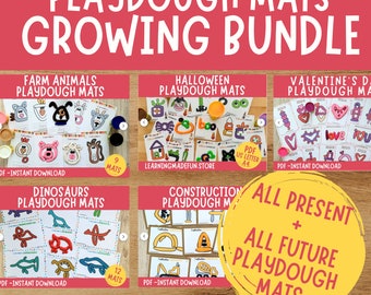Play Dough Mats Growing Bundle, Play Doh Mats Visual Cards, Printable Toddler Activities, Homeschool Materials Pre-K Kindergarten Preschool