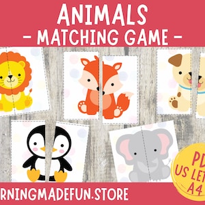 Dieren Matching Game voor kinderen, Farm Safari Matching Activity, Dierenspellen, Peuter Matching Activity, Learning Binder, Kleutercentra