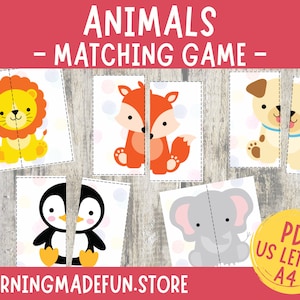 Animals Matching Game for kids, Farm Safari Matching Activity, Animals Games, Toddler Matching Activity, Learning Binder, Preschool Centers