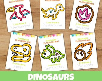 Dinosaur Playdough Mats Printable | Fine Motor Activity Toddler, Preschool & Kindergarten | Play Dough Mats, Play Doh, Homeschool Montessori