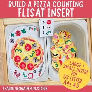 Build a Pizza Counting, Printable Flisat Insert, Trofast Insert, Preschool Pretend Play, Toddler Dramatic Play, for Sensory Table, Learning