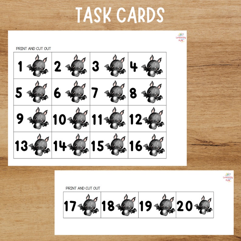 Halloween Bats Counting Printable, Flisat Insert (digital Download) - Etsy