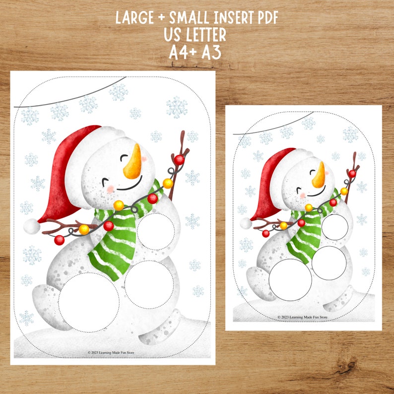 Snowman Button Sort Snowman Button Size Sorting Flisat Insert, Winter Preschool (digital ...