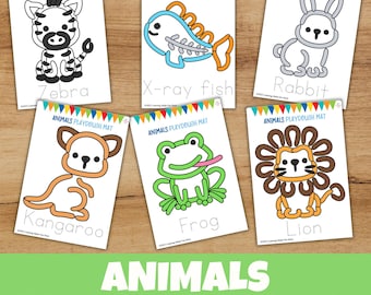 Animals Play Dough Mats, Zoo Animals Play Doh Activity, for Homeschool, Toddler Activities, Fine Motor Skills, Preschool Pre-K Learning