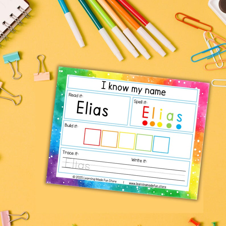 Editable Name Tracing Worksheet: Spell & Write, Canva Template (PDF) - Etsy