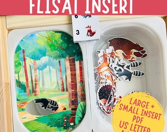 Forest Animals Counting, Printable Flisat Insert, Trofast Insert, Preschool Pretend Play, Toddler Dramatic Play, for Sensory Table, Woodland