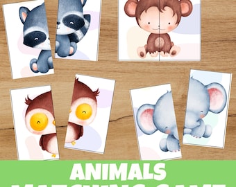 Animals Matching Game for kids, Farm Safari Matching Activity, Animals Games, Toddler Matching Activity, Learning Binder, Preschool Centers
