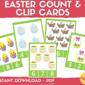 Easter Count and Clip Cards: Numbers 1-10 (Digital Download)