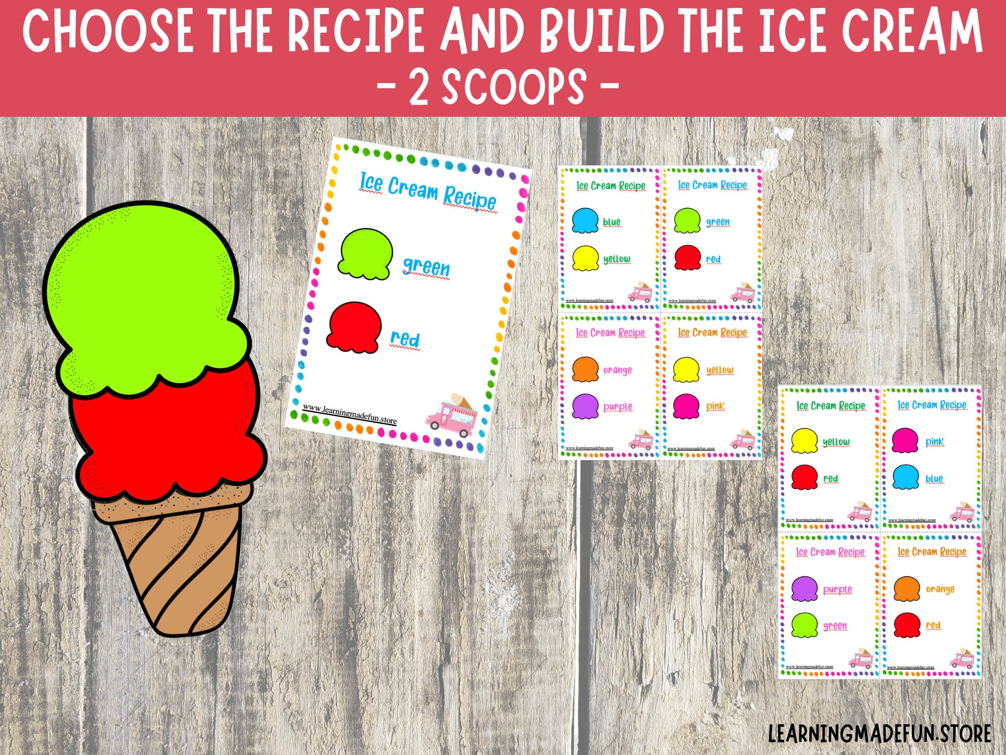 Build an Ice Cream Recipe Game Pretend Play Dramatic Play 