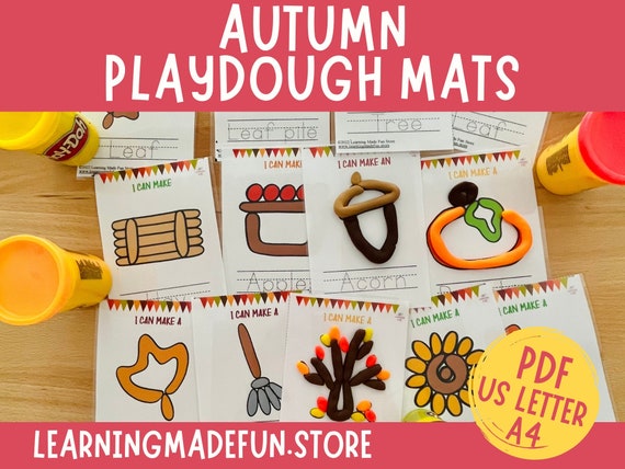 Fall Play Dough Mats Preschool Printables Play Doh Mats Homeschool  Kindergarten Activity for Kids Montessori Toddler Activities Autumn 