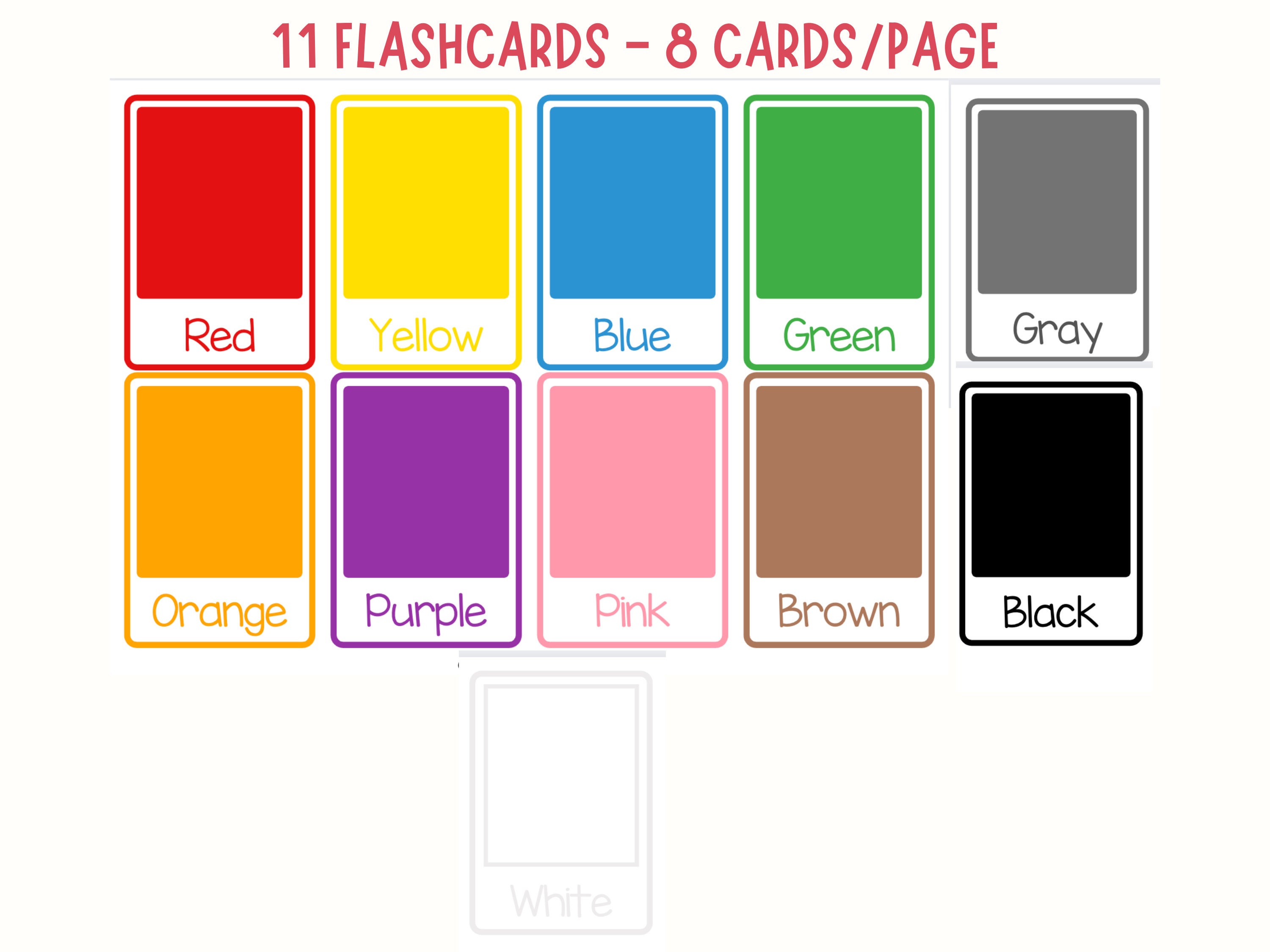 Printable flash card colletion for colors and their names with colorful  pictures for preschool / kindergarten kids