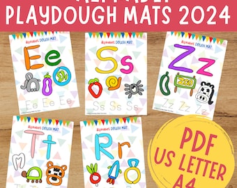 アルファベット粘土マット：ABC文字のトレース、幼稚園児向け印刷可能（PDF）