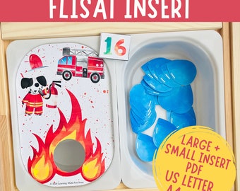 Firefighters Counting Flisat Insert, Patrick Count Activity, Printable Preschool Learning, Fine Motor Skills, Trofast Insert, Sensory Table