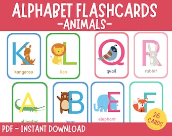 Animal Alphabet Flashcards: ABC Learning Cards (Digital Download)