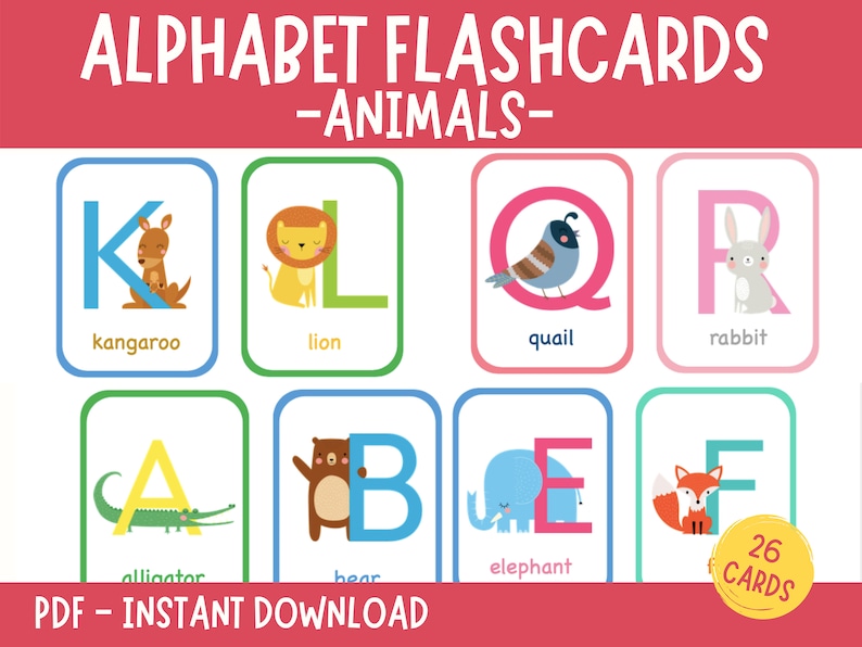 Alphabet Cards ABC Flashcards Alphabet Printable Flashcards - Etsy