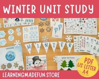 Winter Unit Study, Winter Themed Printable, Winter Season Activity, Nature Studies Homeschooling, Learning Activities, Preschool Centers