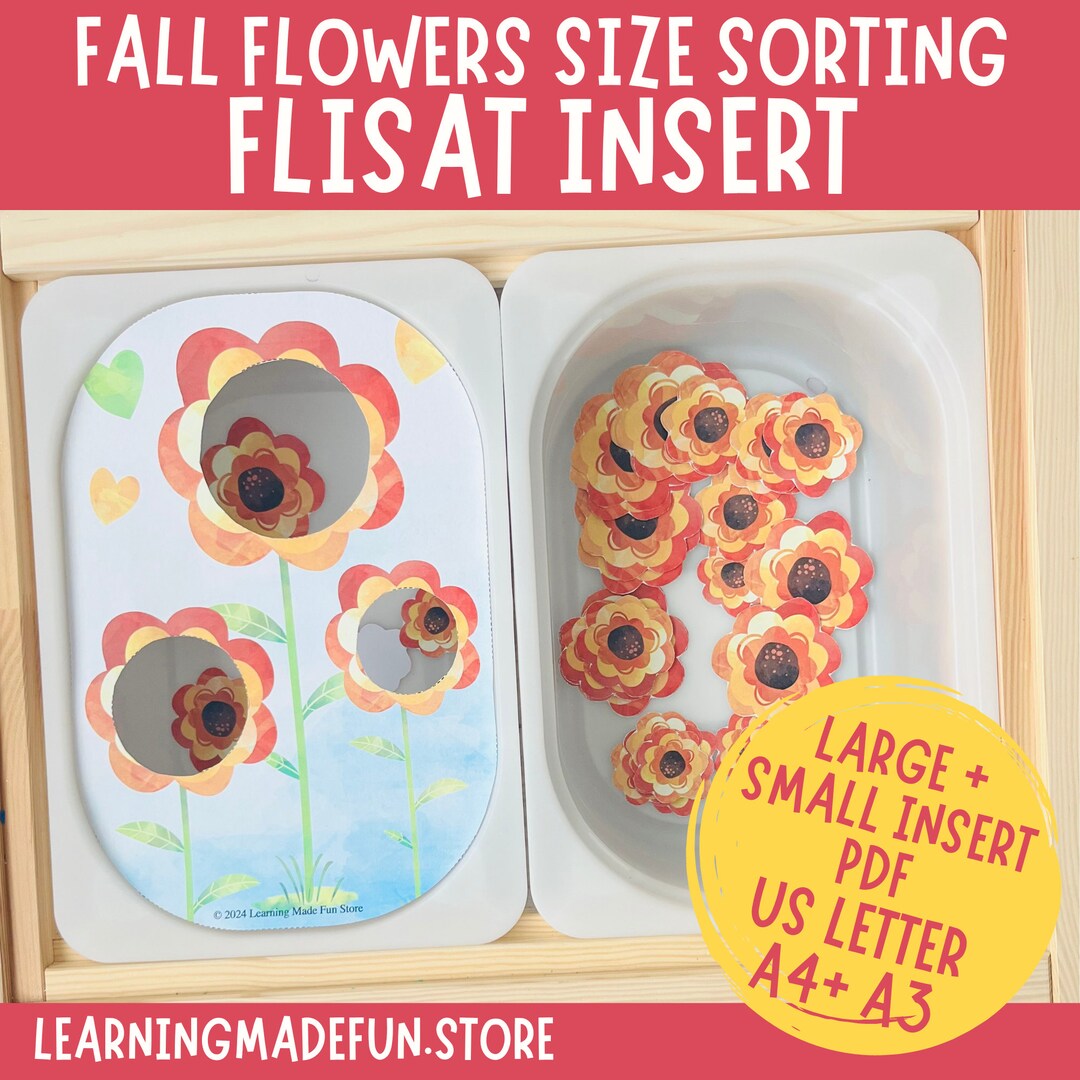 Fall Flower Size Sorting, Printable Flisat Insert, Trofast Insert ...