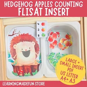 Egel appels tellen Flisat Insert, Trofast Insert, Flisat afdrukbaar, Pretend Play, peuter dramatisch spel, zintuiglijke tafel, herfst