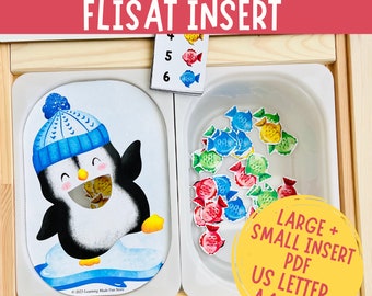 Feed the Penguin Counting, Printable Flisat Insert, Trofast Insert, Preschool Pretend Play, Toddler Dramatic Play, Sensory Table, Learning