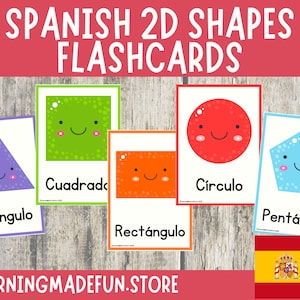 Formes Flashcards en ESPAGNOL, Formes 2D, Préscolaire, Cartes de la maternelle, Formes d'apprentissage, Vocabulaire espagnol, Ressources espagnoles pour les enfants