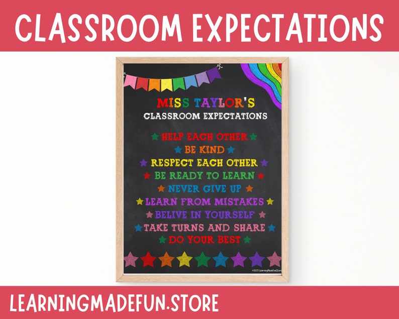 Classroom Rules Poster Class Expectations Bulletin Board Etsy