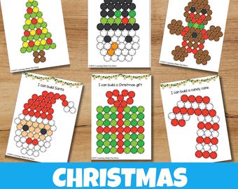 Christmas Pom Poms Mats | Preschool & Kindergarten Math Centers | Holiday Counting, Fine Motor, STEM Activities Printable, Counting cubes