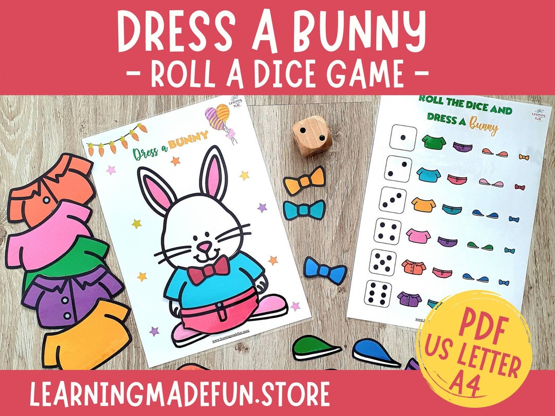 Dress a Bunny Dice Game Easter Activity Toddler Busy Book