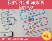 Fry's First 100 Sight Words Game: Homeschool Reading (PDF Pattern)