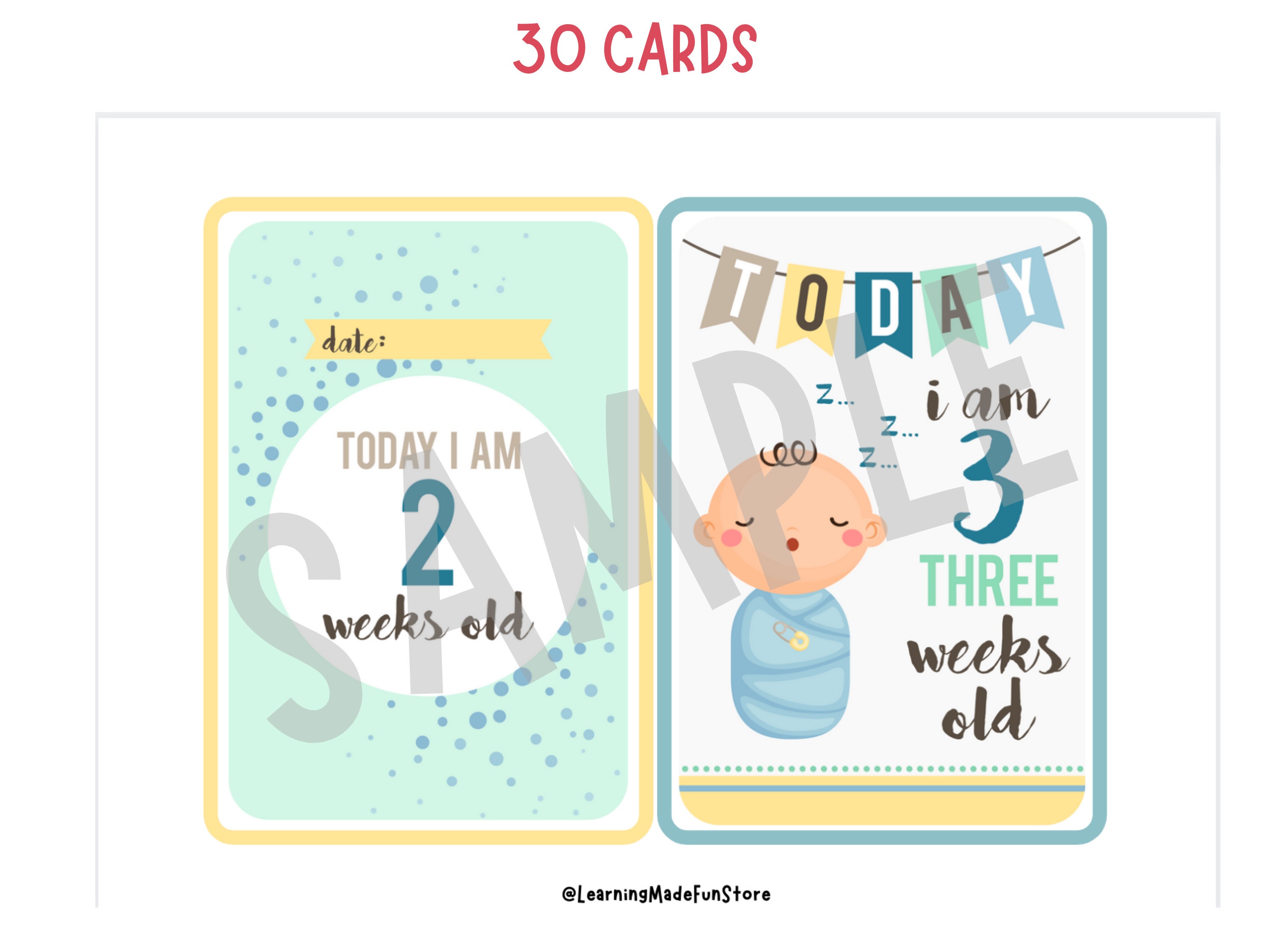 Baby Boy Milestone Cards, Printable Month Cards, Baby Shower Gift, Mom ...