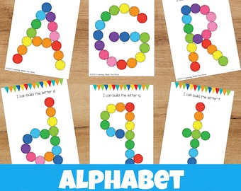 Alphabet Pom Pom Task Cards | Uppercase & Lowercase Letters Fine Motor ABC Activity Preschool Literacy Printable Toddler Homeschool Learning